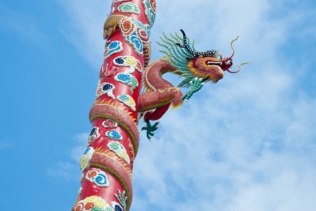 Statue of dragon at Chinese templeの写真素材