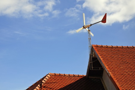 windmill on the roofの写真素材