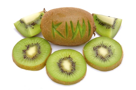 kiwi fruit on a white background の写真素材