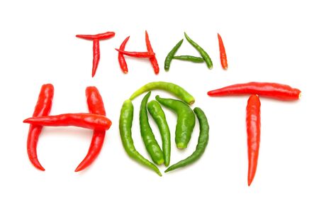 hot thai chilli on white backgroundの写真素材