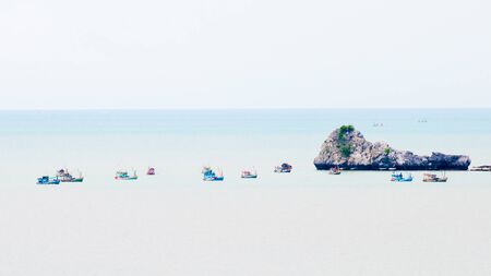 Fishermen boats in Sea , Thailandの写真素材