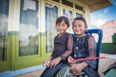 Native Indonesian Children in village near Mount Bromo in Bromo Tengger Semeru National Park on May 05,2013 in East Java , Indonesia のeditorial素材
