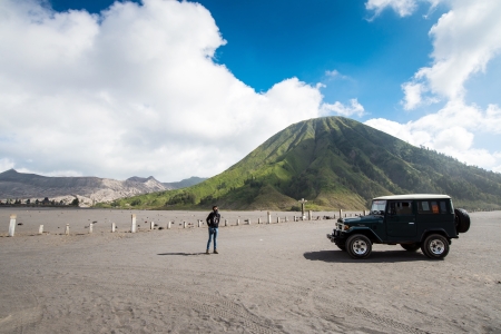 EAST JAVA,INDONESIA-MAY 05   Tourists Jeep for tourist rent at Mount Bromo,The active Mount Bromo is one of the most visited tourist attractions on May 05,2013 in East Java , Indonesia のeditorial素材