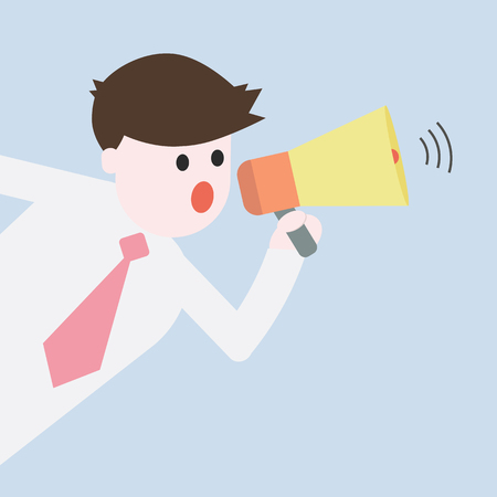 Business man with horn for advertisement concept  EPS10 vector illustrationのイラスト素材