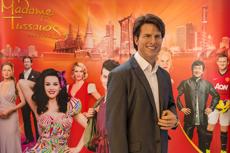 A waxwork of Tom Cruise on display at Madame Tussauds on Jan 30, 2015 in Bangkok, Thailand. Madame Tussauds' newest branch hosts waxworks of numerous stars and celebrities.のeditorial素材