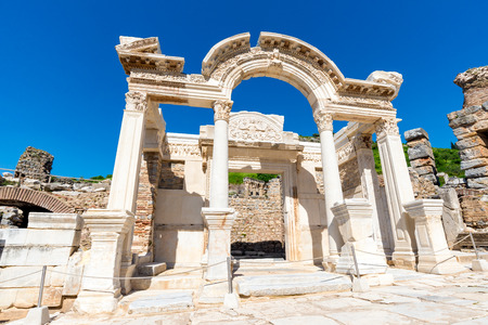 Ancient ruins in Ephesus Turkey, Ephesus contains the ancient largest collection of Roman ruins in the easternの写真素材