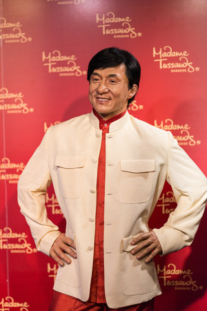 BANGKOK -JULY 22: A waxwork of Jackie Chan on display at Madame Tussauds on July 22, 2015 in Bangkok, Thailand. Madame Tussauds' newest branch hosts waxworks of numerous stars and celebritiesのeditorial素材