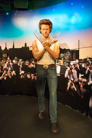 BANGKOK -JULY 22: A waxwork of Wolverine on display at Madame Tussauds on July 22, 2015 in Bangkok, Thailand. Madame Tussauds' newest branch hosts waxworks of numerous stars and celebritiesのeditorial素材