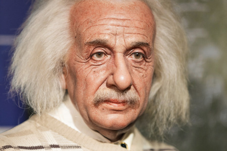 BANGKOK - JAN 29: A waxwork of Albert Einstein on display at Madame Tussauds on January 29, 2016 in Bangkok, Thailand. Madame Tussauds' newest branch hosts waxworks of numerous stars and celebritiesのeditorial素材