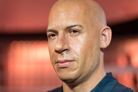 BANGKOK - JAN 29: A waxwork of Vin Diesel on display at Madame Tussauds on January 29, 2016 in Bangkok, Thailand. Madame Tussauds' newest branch hosts waxworks of numerous stars and celebritiesのeditorial素材