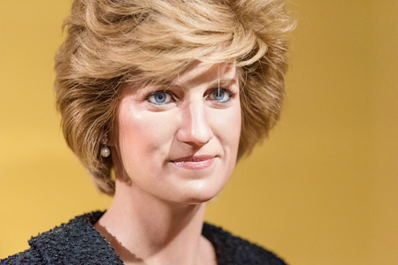 BANGKOK - JAN 29: A waxwork of Diana queen on display at Madame Tussauds on January 29, 2016 in Bangkok, Thailand. Madame Tussauds' newest branch hosts waxworks of numerous stars and celebritiesのeditorial素材