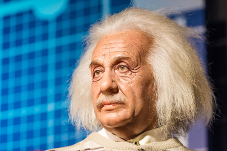 BANGKOK - JAN 29: A waxwork of Albert Einstein on display at Madame Tussauds on January 29, 2016 in Bangkok, Thailand. Madame Tussauds' newest branch hosts waxworks of numerous stars and celebritiesのeditorial素材