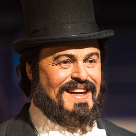 BANGKOK - JAN 29: A waxwork of Luciano Pavarotti on display at Madame Tussauds on January 29, 2016 in Bangkok, Thailand. Madame Tussauds' newest branch hosts waxworks of numerous stars and celebritiesのeditorial素材