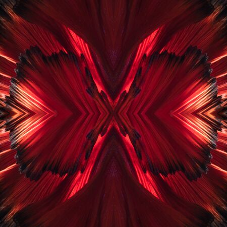 Abstract fine art of moving fish tail of Betta fish or Siamese fighting fish isolated on black background.の写真素材