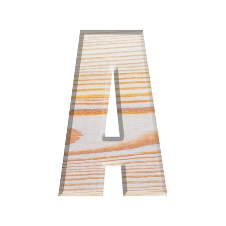 Alphabet design type on Natural Wood texture isolate on white backgroundの写真素材