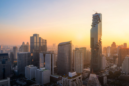 Aerial view of high rise modern building at business zone in Bangkok,Thailandの写真素材