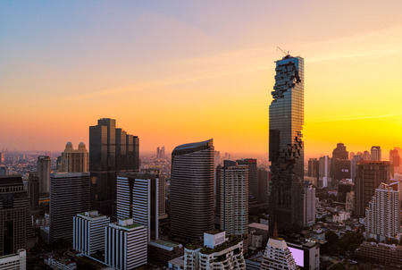 Cityscape view of Bangkok modern office business building in business zone at Bangkok, Thailand. Bangkok is the capital and most populous city of Thailand and most populated city in Southeast Asia.の写真素材