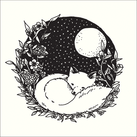 Hand Drawn Vector Illustration of Doodle abstract graphic art design in black and white abstract fantasy collection.のイラスト素材