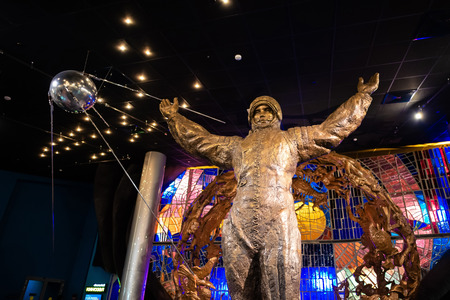 Moscow, Russia-APR10, 2018:The Monument to the First Cosmonaut inside of Museum of Cosmonautics on April10,2018 at Moscow,Russia.のeditorial素材