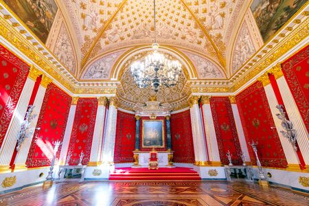 SAINT PETERSBURG, RUSSIA - APRIL 11, 2018 : The interior of the Petrovsky Small Throne Hall in the State Hermitage, a museum of art and culture in Saint Petersburg, Russia.のeditorial素材