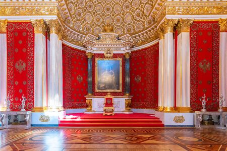 SAINT PETERSBURG, RUSSIA-APRIL 11,2018 : The interior of the Petrovsky Small Throne Hall in the State Hermitage, a museum of art and culture in Saint Petersburg, Russia.のeditorial素材