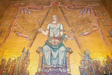 Golden hall in Stadshuset or the city hall in Stockholm, Sweden.The post-Nobel banquet dancing and festivities happen hereのeditorial素材