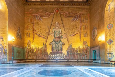 Golden hall in Stadshuset or the city hall in Stockholm, Sweden.The post-Nobel banquet dancing and festivities happen hereのeditorial素材
