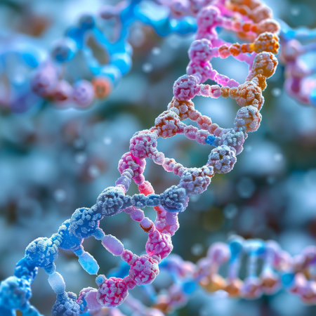 Close-up artistic images and Genetic Structures and DNA their structures with artistic flair.A Fusion of Science and Art in Microbial Explorationの素材