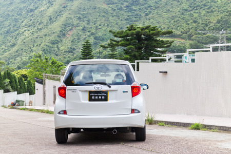 Toyota Ractis Plus 2013 Model with white colour. the entry level hatchback car.のeditorial素材
