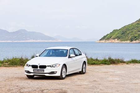 BMW 328i 2013 Model with white colour.のeditorial素材