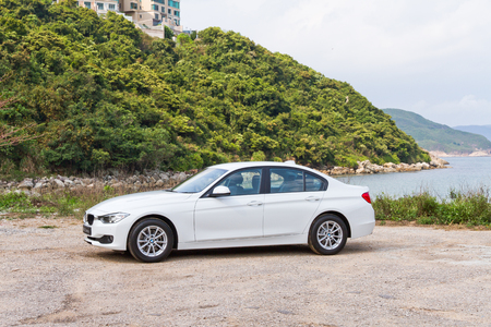 BMW 328i 2013 Model with white colour.のeditorial素材