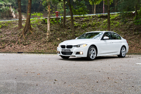 BMW 328i 2013 Model with white colour.のeditorial素材