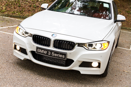 BMW 328i 2013 Model with white colour.のeditorial素材