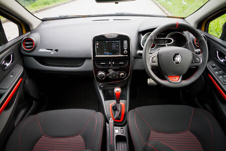Renault CLIO RS 2013 Model with yellow colour, hot hatch car.のeditorial素材