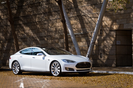 Tesla Model S Electronic Car in Hong Kong Marketのeditorial素材
