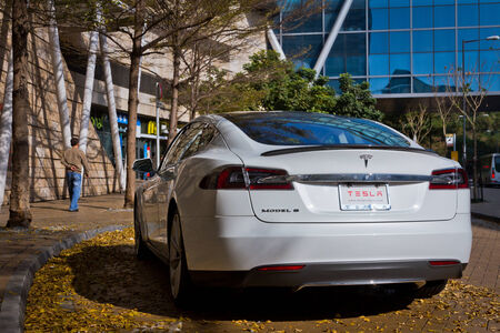 Tesla Model S Electronic Car in Hong Kong Marketのeditorial素材