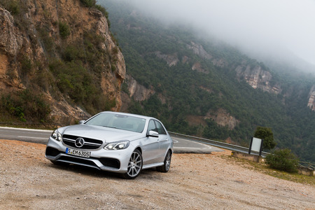 Mercedes-Benz E-Class 2013 Model, the best mid level high power output sport sedan car.のeditorial素材