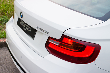 BMW 220i 2014 Sedan, all new series, small sedan.のeditorial素材