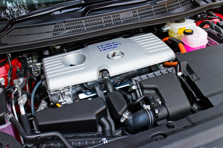 Lexus CT 200h Hybrid Car 2014, with red colour. this is facelift model.のeditorial素材