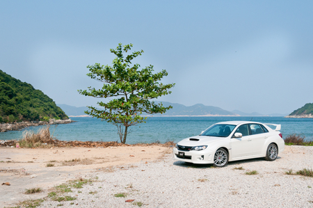 Subaru WRX STI Sport Sedan display in Hong Kong 2011のeditorial素材