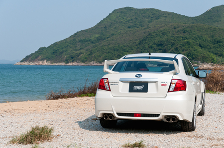 Subaru WRX STI Sport Sedan display in Hong Kong 2011のeditorial素材