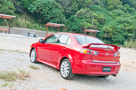Mitsubishi Lancer 1.8 Sport Sedan display in Hong Kong 2011のeditorial素材