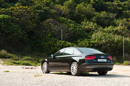 Audi A8L Long Base Sedan display in Hong Kong 2011のeditorial素材