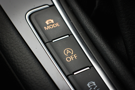 Engine Auto Stop Botton, when u stop the car, the engine auto off. this for save gas.の写真素材