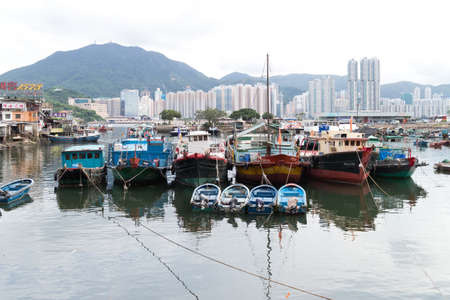 Hong Kong, China July 9 2013 : Fishing port in Hong Kong.のeditorial素材