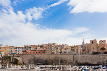 view of the old port of Marseille at duskのeditorial素材