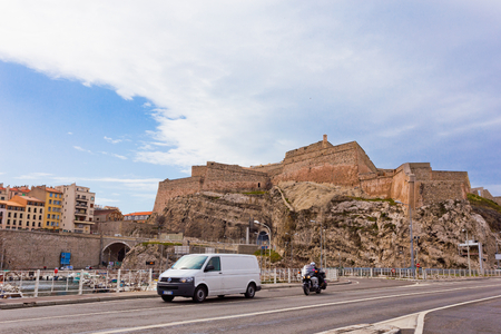 Marseille, France March 3 2013 : view of the old port of Marseille at dusk  on March 3 2013.のeditorial素材