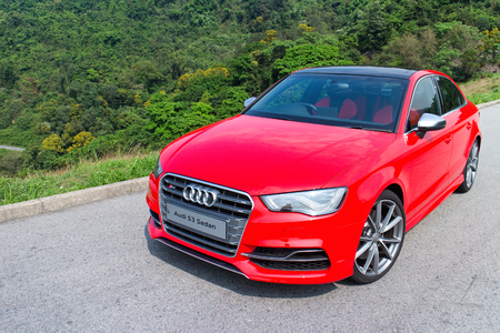 Hong Kong, China April 28, 2014 : Audi S3 Seden 2014 test drive on April 28 2014 in Hong Kong.のeditorial素材