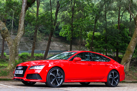 Hong Kong, China April 30, 2014 : Audi RS7 Sportback Seden 2014 test drive on April 30 2014 in Hong Kong.のeditorial素材