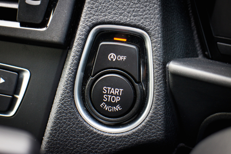 Start Stop Engine button in Sedan Carのeditorial素材